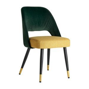 Estila Art-deco designová jídelní židle Dosiee na černých nohách s potahem zeleno-žluté barvy 89cm