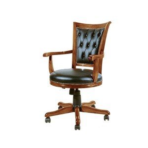 Estila Luxusní rustikální kancelářská židle Emociones z masivního dřeva s čalouněním z ekokůže 100 cm