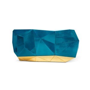 Estila Luxusní dizajnový příborník s designovou ručně vyřezávanou pozlacenou podstavou Diamond Blue 185 cm