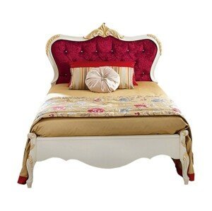 Estila Klasická luxusní postel Pasiones s čalouněním a vyřezávaným zdobením 143cm