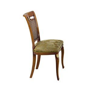 Estila Luxusní rustikální jídelní židle Pasiones s ratanovou opěrkou a čalouněnou sedací částí s výzdobou 100cm