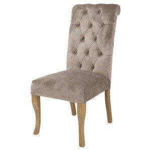Estila Luxusní chesterfield jídelní židle Chelsea se sametovým čalouněním béžové barvy 105cm