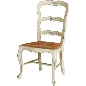 Estila Luxusní provence jídelní židle Antoinette ve bílem provedení s ratanovou výplní 102 cm