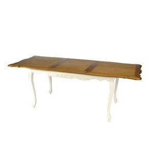 Estila Luxusní provence dřevěný bílo-hnědý rozkládací stůl Preciosa z masivního mahagonového dřeva 160/220cm