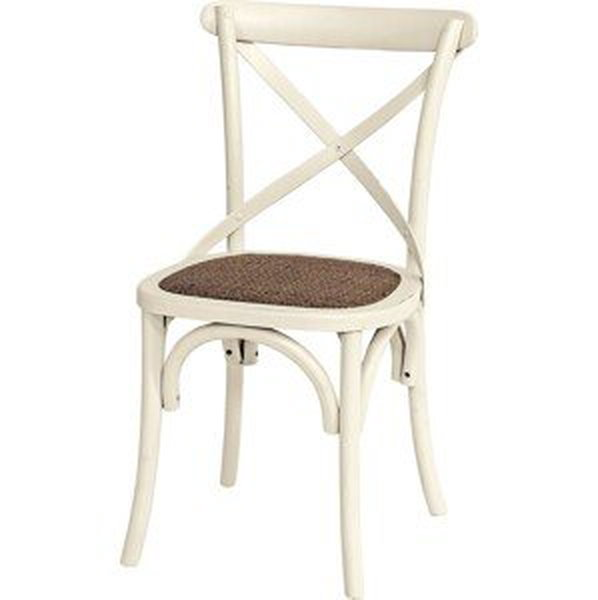 Estila Provence masivní bílá jídelní židle Preciosa se sedací částí z ratanu a mahagonovým tělem 87cm