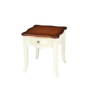 Estila Provence příruční stolek Deliciosa z mahagonového dřeva v bílém barvě 60cm