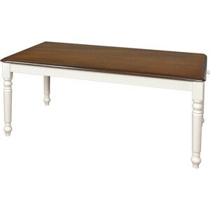 Estila Provence drevený stôl Felicita s hnedou povrchovou doskou a bielymi vyřezávanými nohami 150cm
