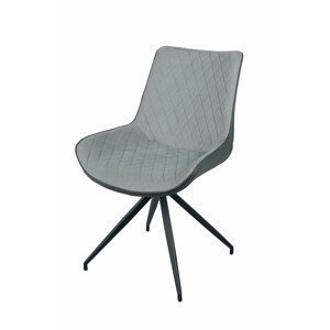 Estila Moderní kožená jídelní židle Vidar z eko kůže s černými nožičkami z kovu dvoutónová skandinávská šedá 88cm