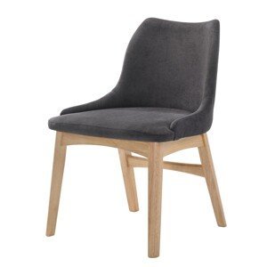 Estila Skandinávská šedá jídelní židle Nordica Clara ze světle hnědého dubového dřeva s tmavě šedým čalouněním 84cm