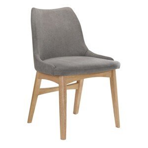 Estila Moderní jídelní židle Nordica Clara z dubového masivu světle hnědé barvy se skandinávským šedým stylovým čalouněním 84cm