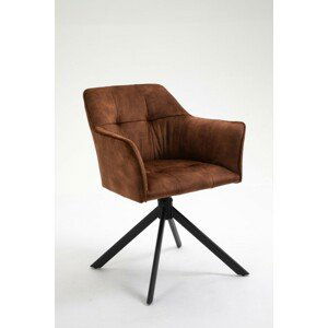 Estila Industriální moderní otočná židle Devon s hnědým sametovým čalouněním as černýma nohama z kovu 83cm