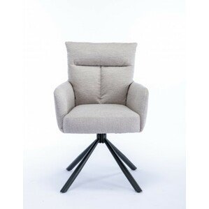 Estila Designová moderní otočná židle Dover s béžovým čalouněním a černýma nohama 93cm