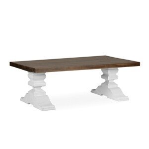 Estila Luxusní rustikální konferenční stolek Blanc v bílo-hnědém provedení z masivního dřeva mindi 130cm