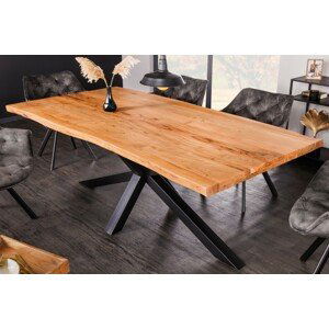 Estila Masivní industriální jídelní stůl Akante z akáciového dřeva s černou kovovou podstavou hnědý obdélníkový 200cm