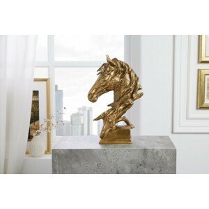Estila Designová socha koně Suomin ve zlaté barvě z kovové slitiny 38cm