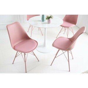 Estila Designová jídelní židle Scandinavia s čalouněním z eko-kůže růžová 85cm