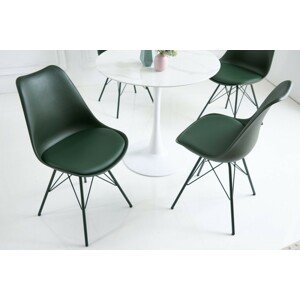 Estila Moderní jídelní židle Scandinavia s tmavě zeleným čalouněním z eko-kůže 85cm