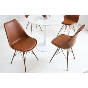 Estila Designová hnědá jídelní židle Scandinavia z eko kůže v moderním stylu 85cm