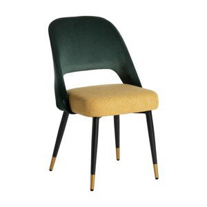 Estila Glamour moderní jídelní židle Celia se zeleno-žlutým potahem a černýma kovovými nohama 90cm