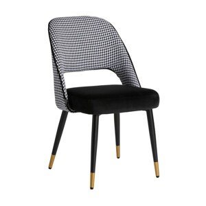 Estila Luxusní glamour jídelní židle Celia s černo-bílým sametovým potahem s kohoutí stopou 89cm