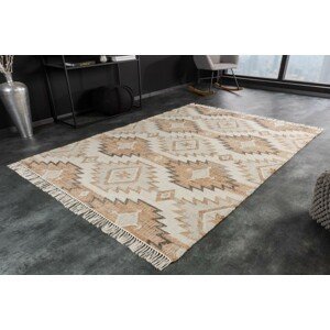 Estila Etno designový koberec Sumeo obdélníkového tvaru béžové barvy s geometrickými vzory 230cm