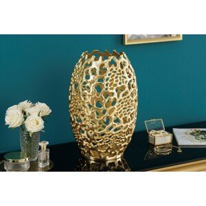 Estila Art deco kovová váza Hoja ve zlatém provedení 40cm