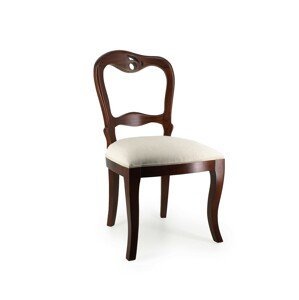 Estila Koloniální jídelní židle M-VINTAGE z masivního mahagonového dřeva s béžovým čalouněním 93cm