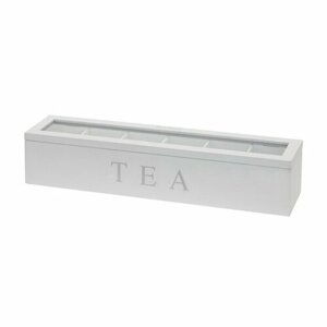 Emako Dřevěný obdélníkový box na čaj TEA, 6 přihrádek