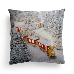 Domarex Vánoční svíticí povlak na polštářek s LED světýlky Christmas Train, 45 x 45 cm