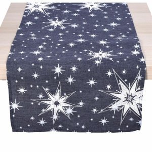 Forbyt Vánoční ubrus Hvězdy šedá, 40 x 80 cm