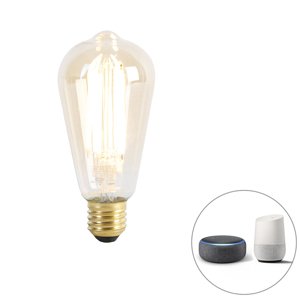 Smart E27 stmívatelná LED lampa ST64 zlatá 7W 806 lm 1800-3000K