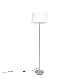 Moderní stojací lampa z oceli s bílým odstínem 45 cm - Simplo