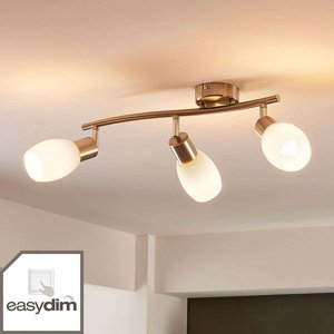 Klassieke plafondlamp staal lang 3-lichts incl. LED en easydim- Arda