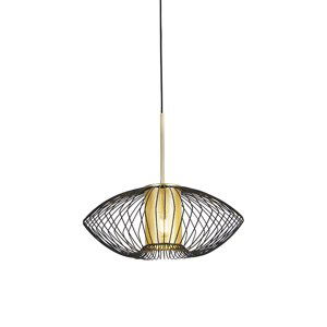 Designová závěsná lampa zlatá s černou 50 cm - Dobrado