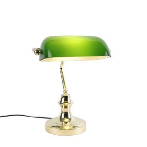 Klasická notářská lampa mosaz se zelenou - Banker