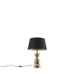 Stolní lampa ve stylu art deco zlatá s černým odstínem 50 cm - tropická