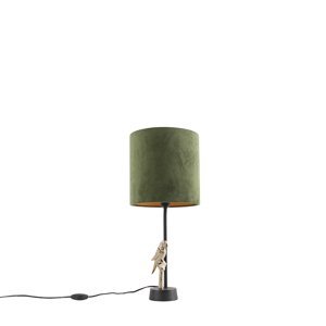 Stolní lampa ve stylu art deco černá se zeleným odstínem 58,5 cm - Pajaro