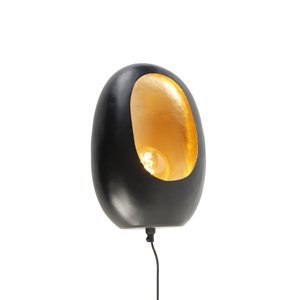 Designové nástěnné svítidlo černé se zlatým vnitřkem 36 cm - Cova