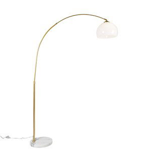 Moderne booglamp messing met witte kap - Arc Basic