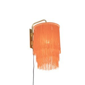 Orientální nástěnná lampa zlato-růžové odstín s třásněmi - Franxa