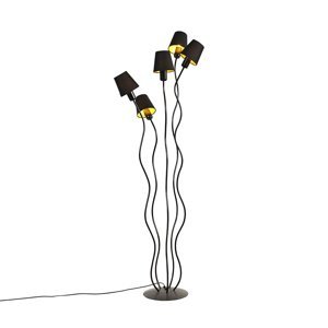 Designová stojací lampa, černá, 5 světel, s objímkou - Wimme
