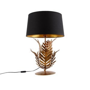 Stolní lampa zlatá s odstínem černé bavlny 40 cm - Botanica