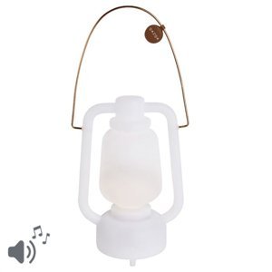 Tafellamp wit met speaker met bleuthooth en oplaadbaar IP44 - Storm Music