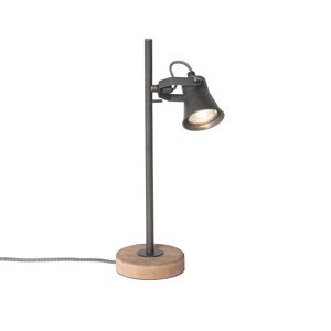 Scandinavische tafellamp zwart met hout - Jelle