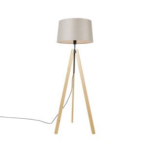 Moderní stojací lampa ze dřeva lněného odstínu taupe 45 cm - Telu