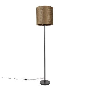 Klasická stojací lampa černá odstín hnědá 40 cm - Simplo