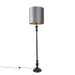 Klasická stojací lampa černá s šedým stínidlem 40 cm - Classico