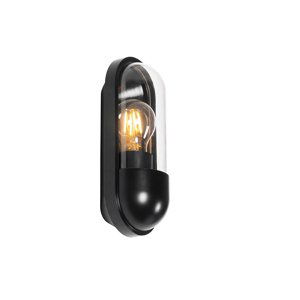 Buitenwandlamp zwart met heldere kap IP44 - Stockholm