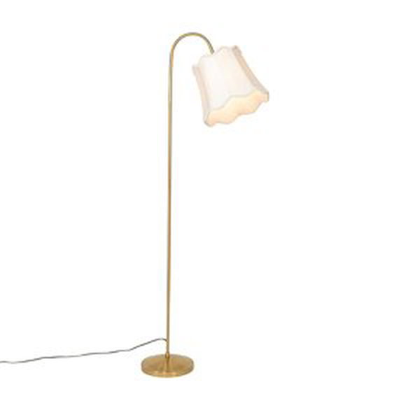 Klasická mosazná stojací lampa s bílým stínidlem - Nona