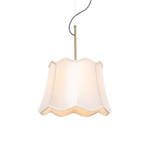 Klasická mosazná závěsná lampa s bílým stínidlem - Nona